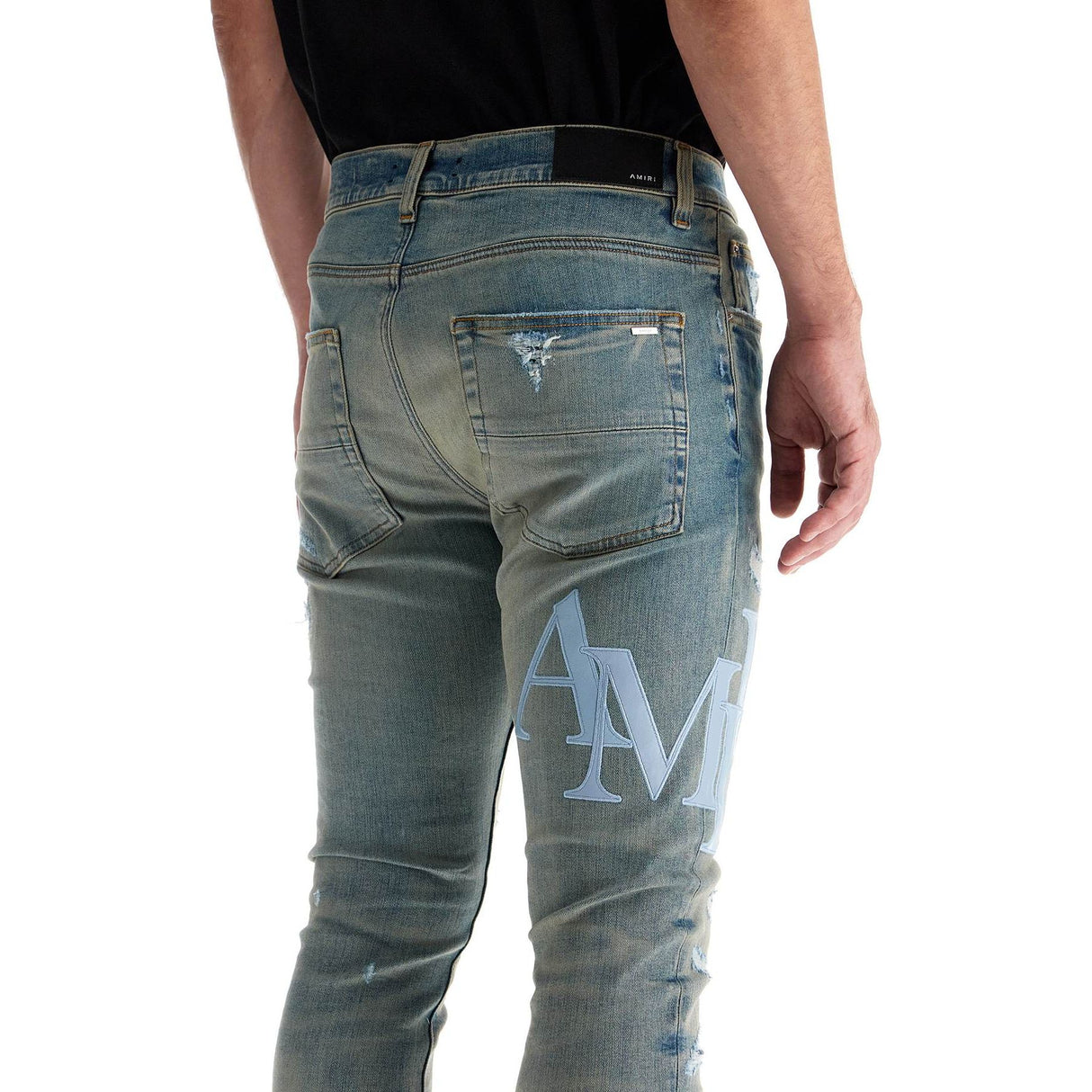 Leather Logo Jeans With Eight Words