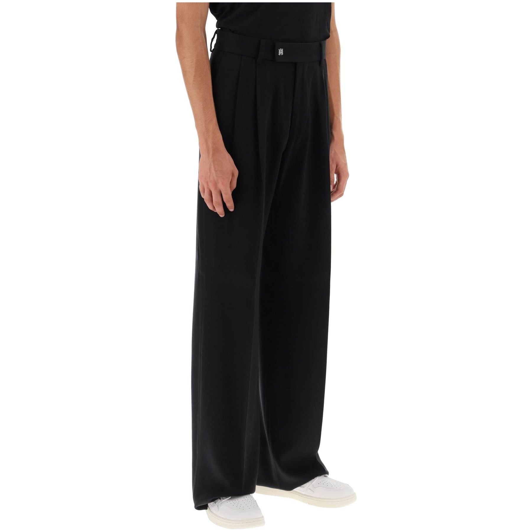 Viscose Twill Wide Leg Loose Pants with Front Pleats