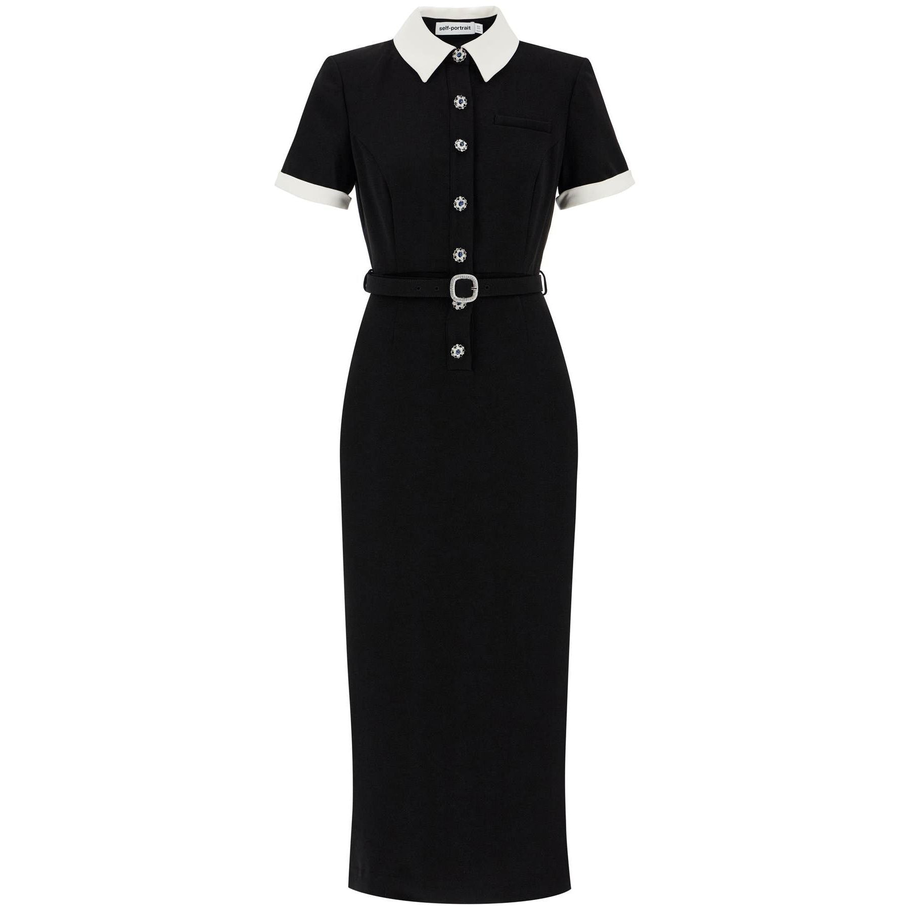 Midi Crepe Dress With Jewel Buttons