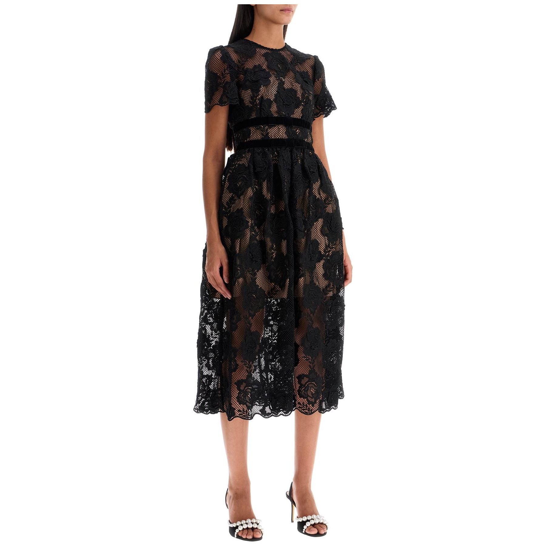 Midi Lace Dress With Bows