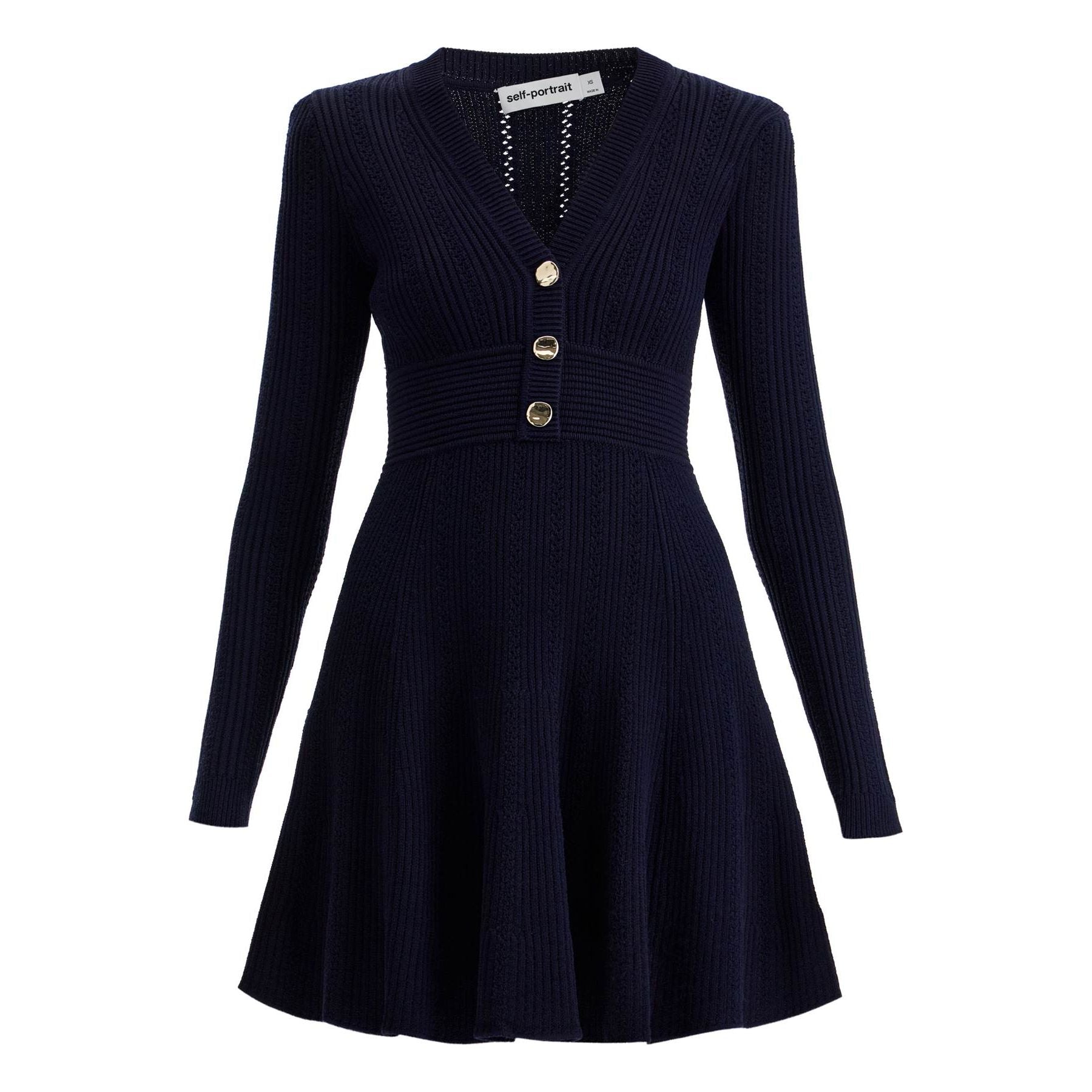 Pointelle Knit Mini Dress