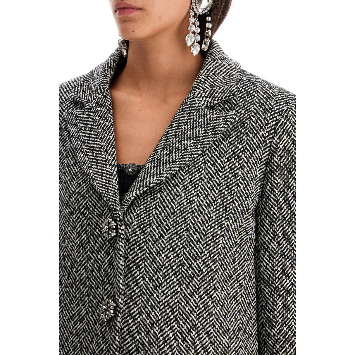 Herringbone Three-button Blazer