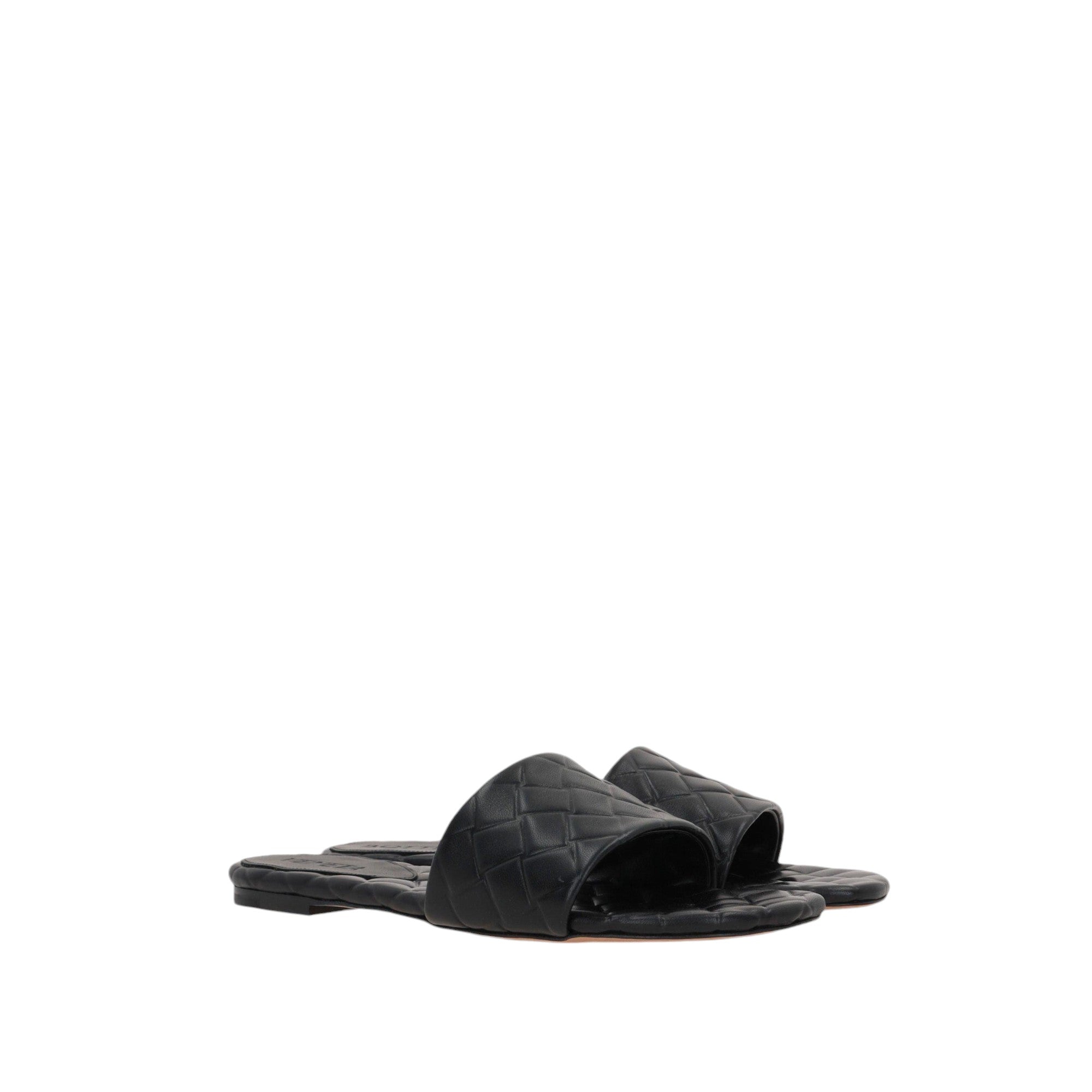 Amy Embossed Leather Slide Sandals-BOTTEGA VENETA-JOHN JULIA