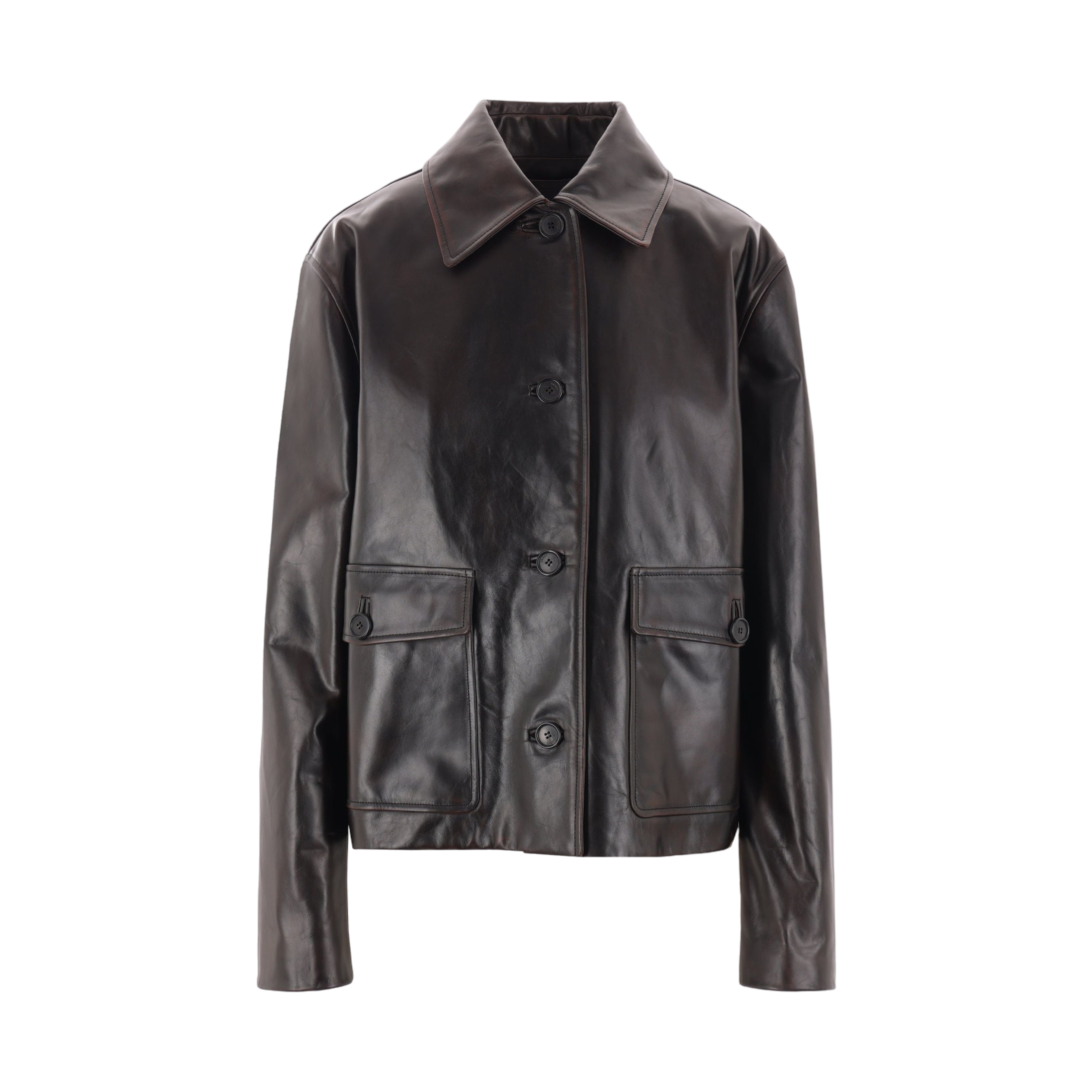 Anagram Patch Leather Jacket-LOEWE-JOHN JULIA