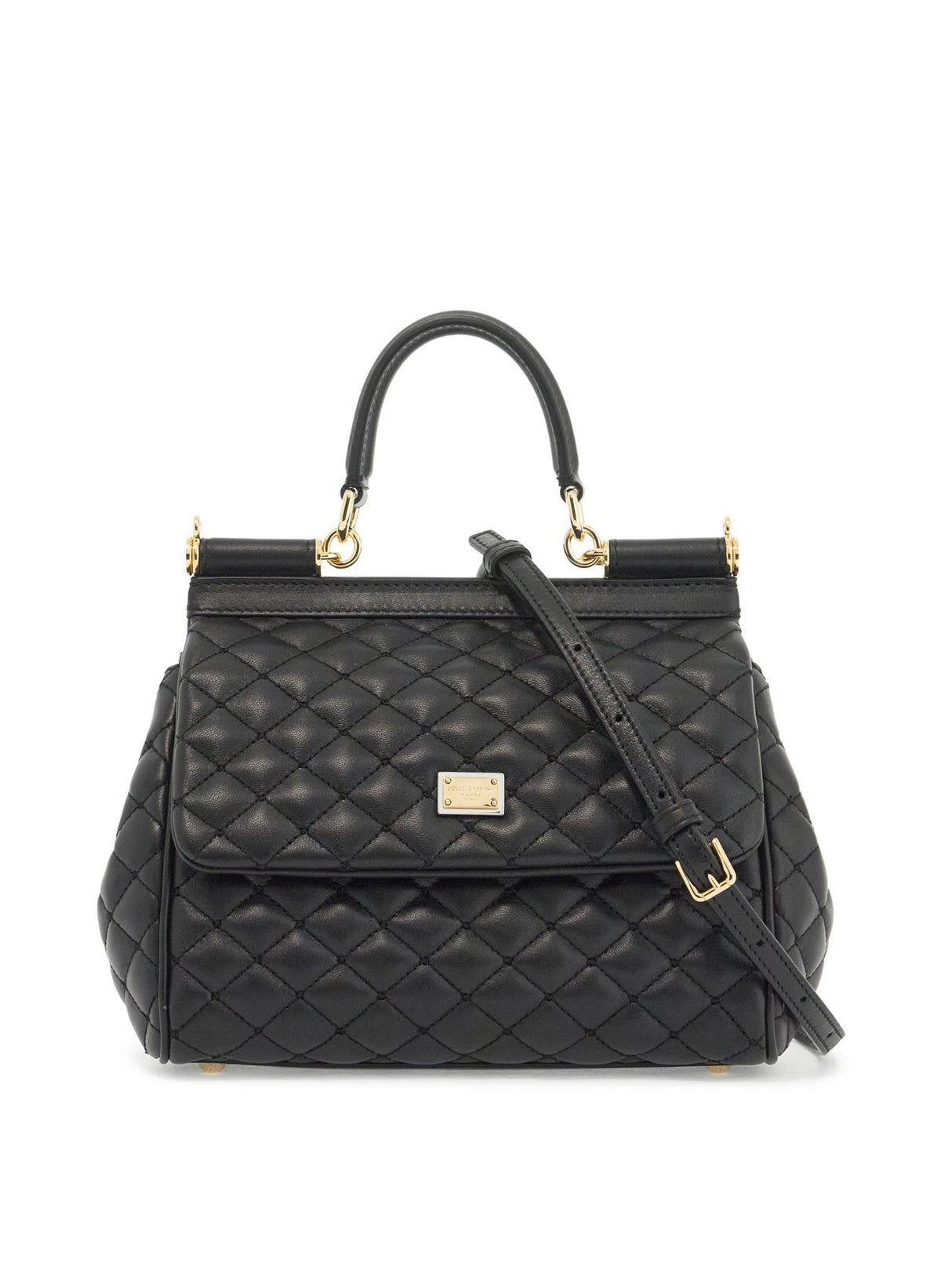 Sicily Croc Embossed Leather Handbag-Dolce & Gabbana-JOHN JULIA