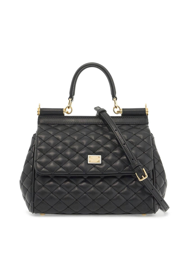 Sicily Croc Embossed Leather Handbag-Dolce & Gabbana-JOHN JULIA