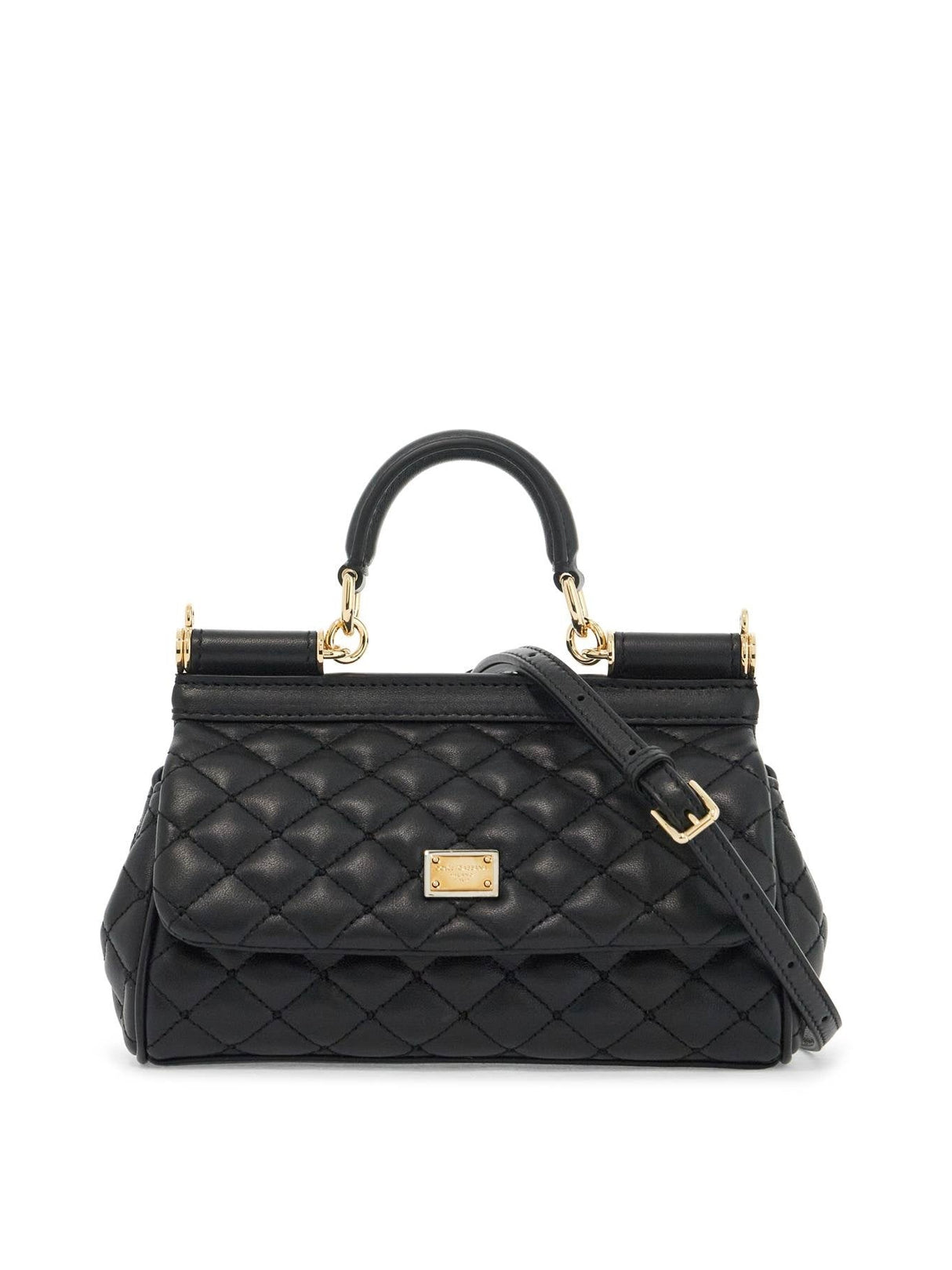 Sicily Croc Embossed Leather Handbag-Dolce & Gabbana-JOHN JULIA