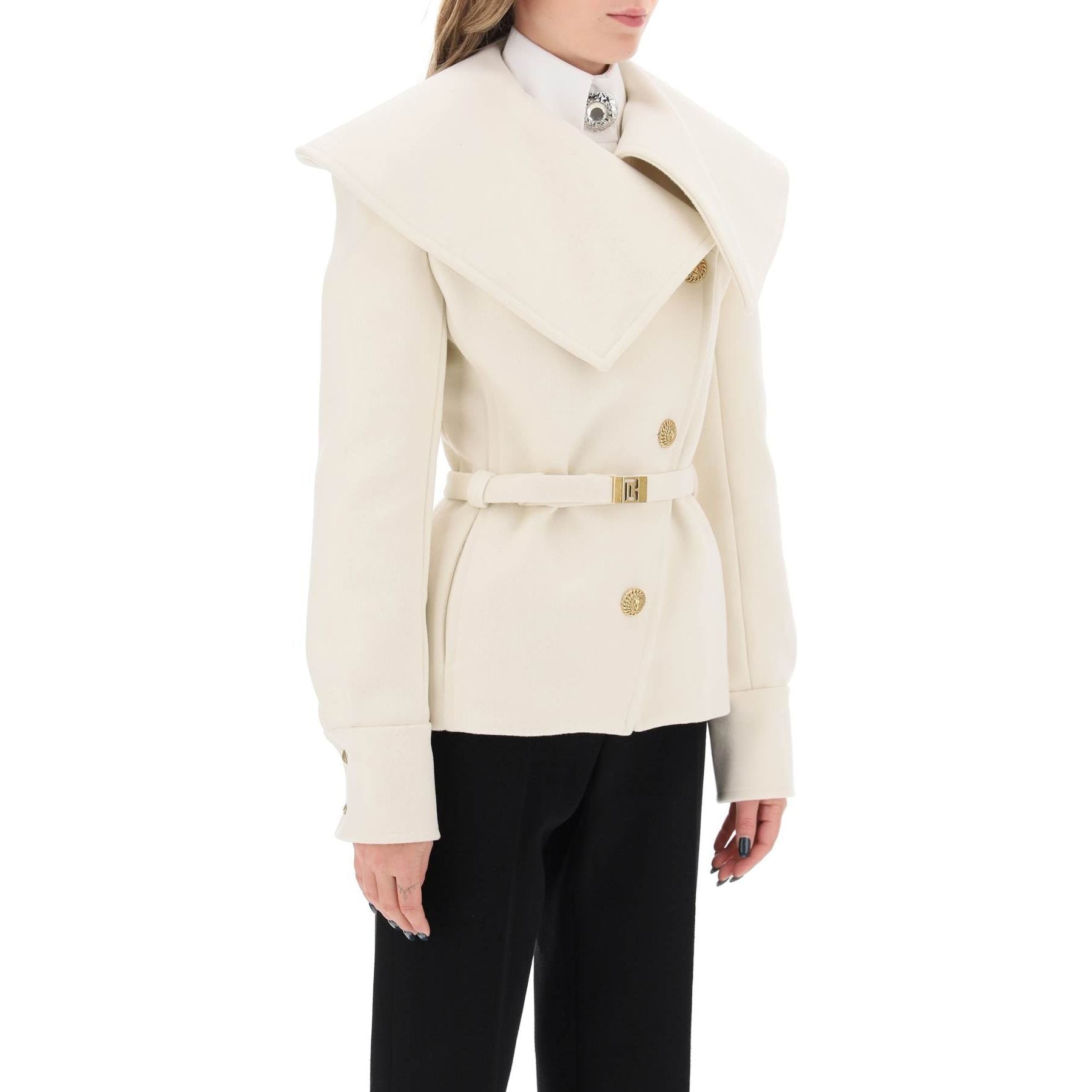 Belted Double-Breasted Wool Peacoat