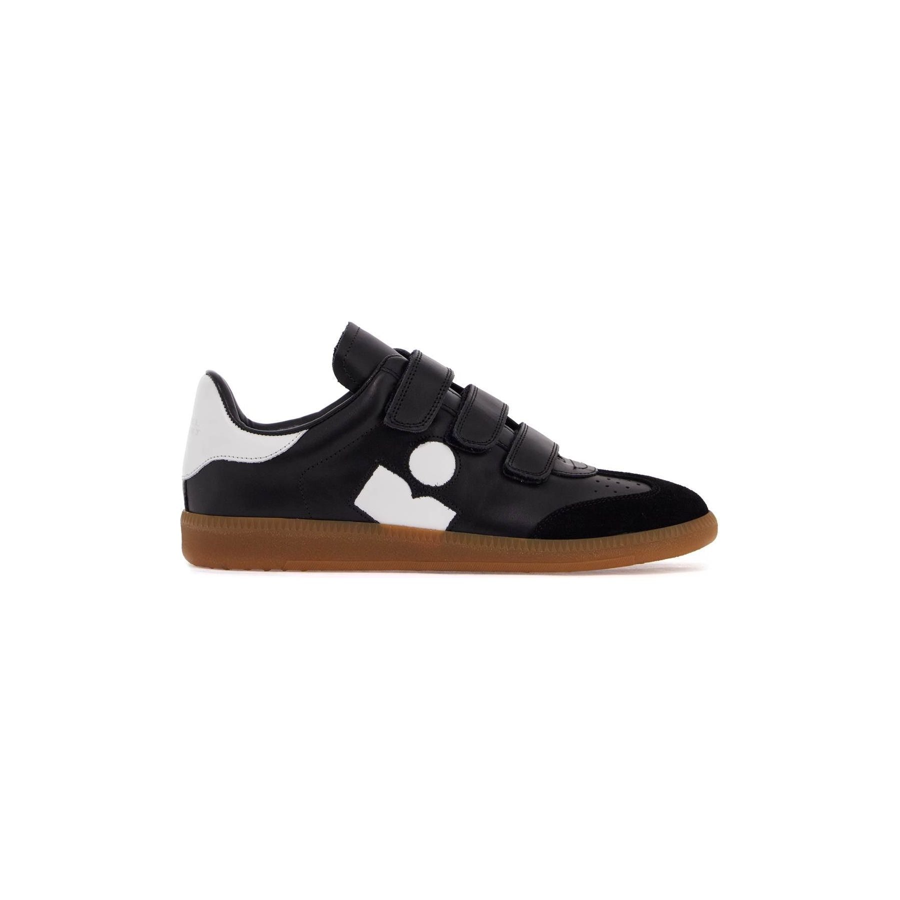 Beth Leather Sneakers Smooth Suede Inserts Velcro Closure