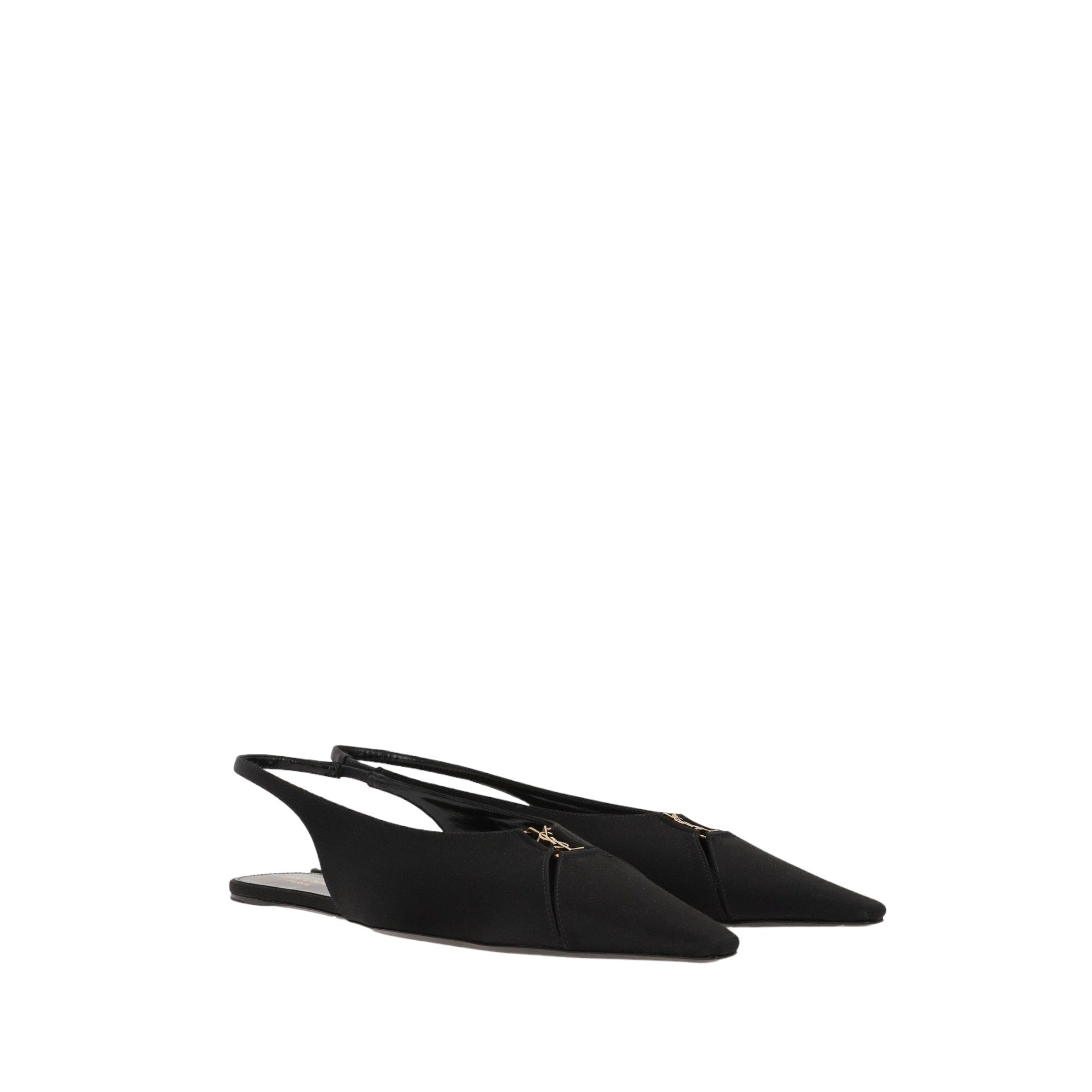 Babylone Crepe Satin Flat Slingbacks-SAINT LAURENT-JOHN JULIA