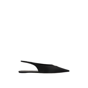 Babylone Crepe Satin Flat Slingbacks-SAINT LAURENT-JOHN JULIA