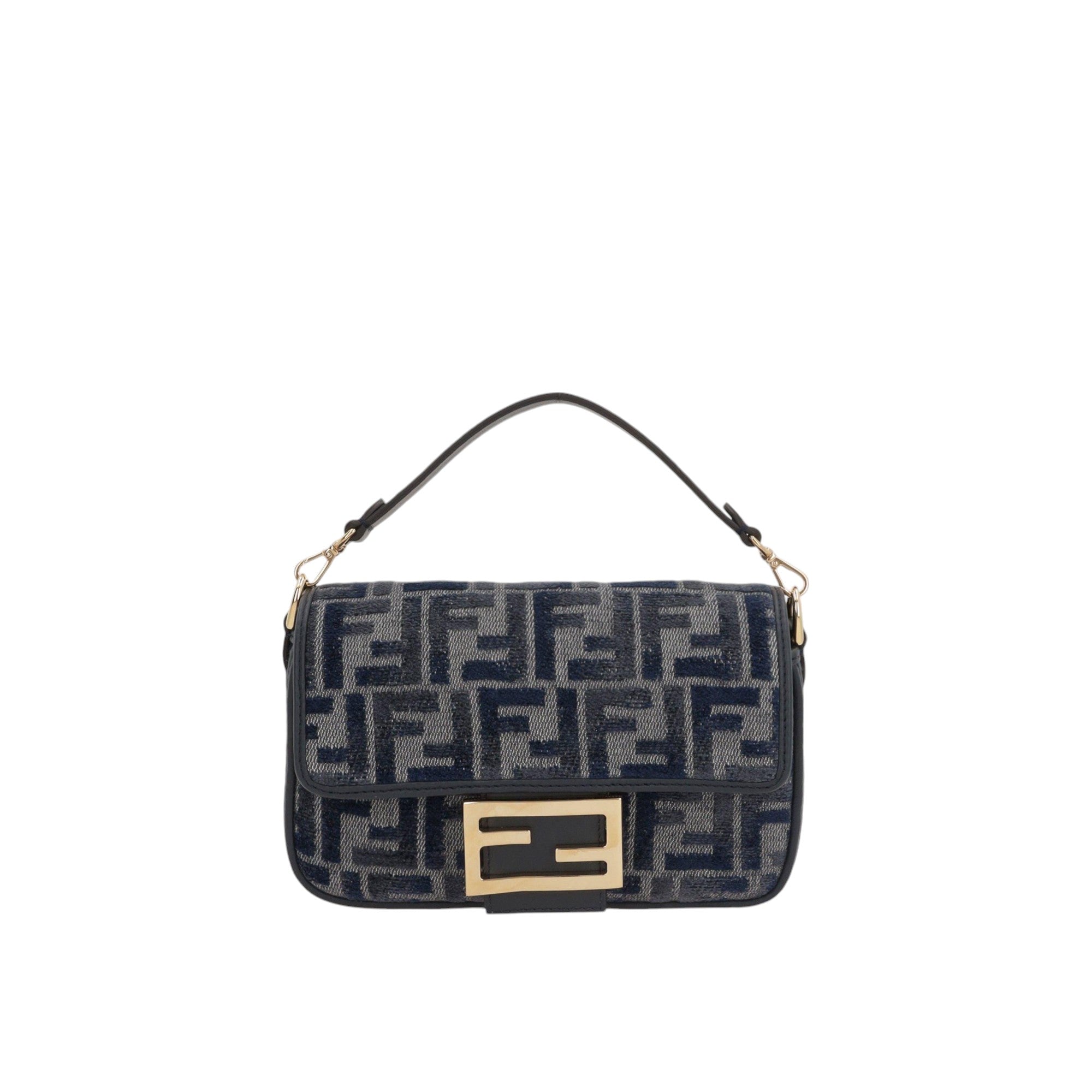 Baguette Mini FF Denim Crossbody Bag-FENDI-JOHN JULIA