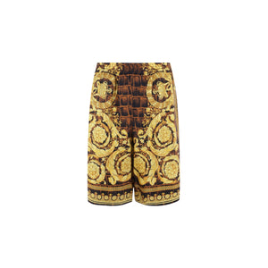 Baroccodile Silk Twill Shorts-VERSACE-JOHN JULIA