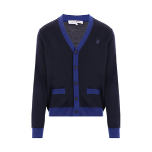 Bold Fox Head Patch Bicolor Wool Cardigan-MAISON KITSUNÉ-JOHN JULIA