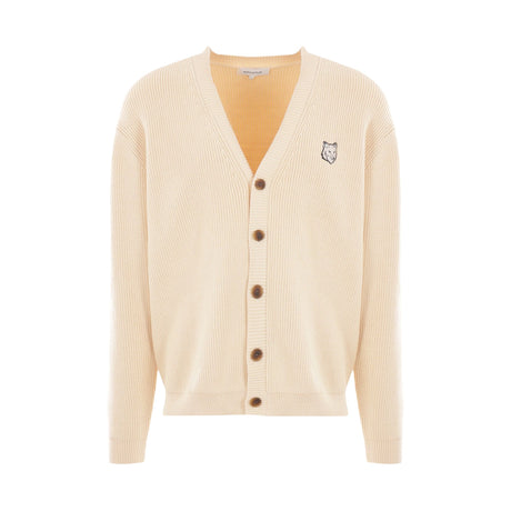 Bold Fox Logo Patch Cotton Blend Cardigan-MAISON KITSUNÉ-JOHN JULIA