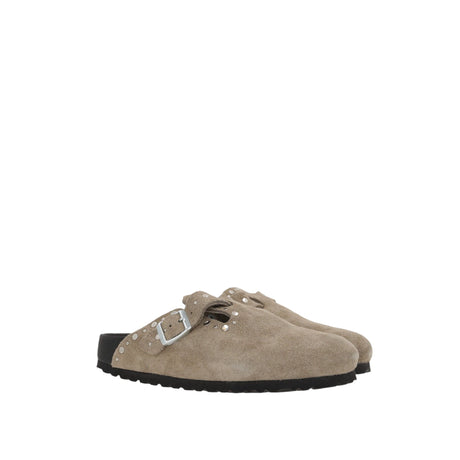 Boston Rivet Border Suede Flat Mules (Narrow Fit)-BIRKENSTOCK-JOHN JULIA