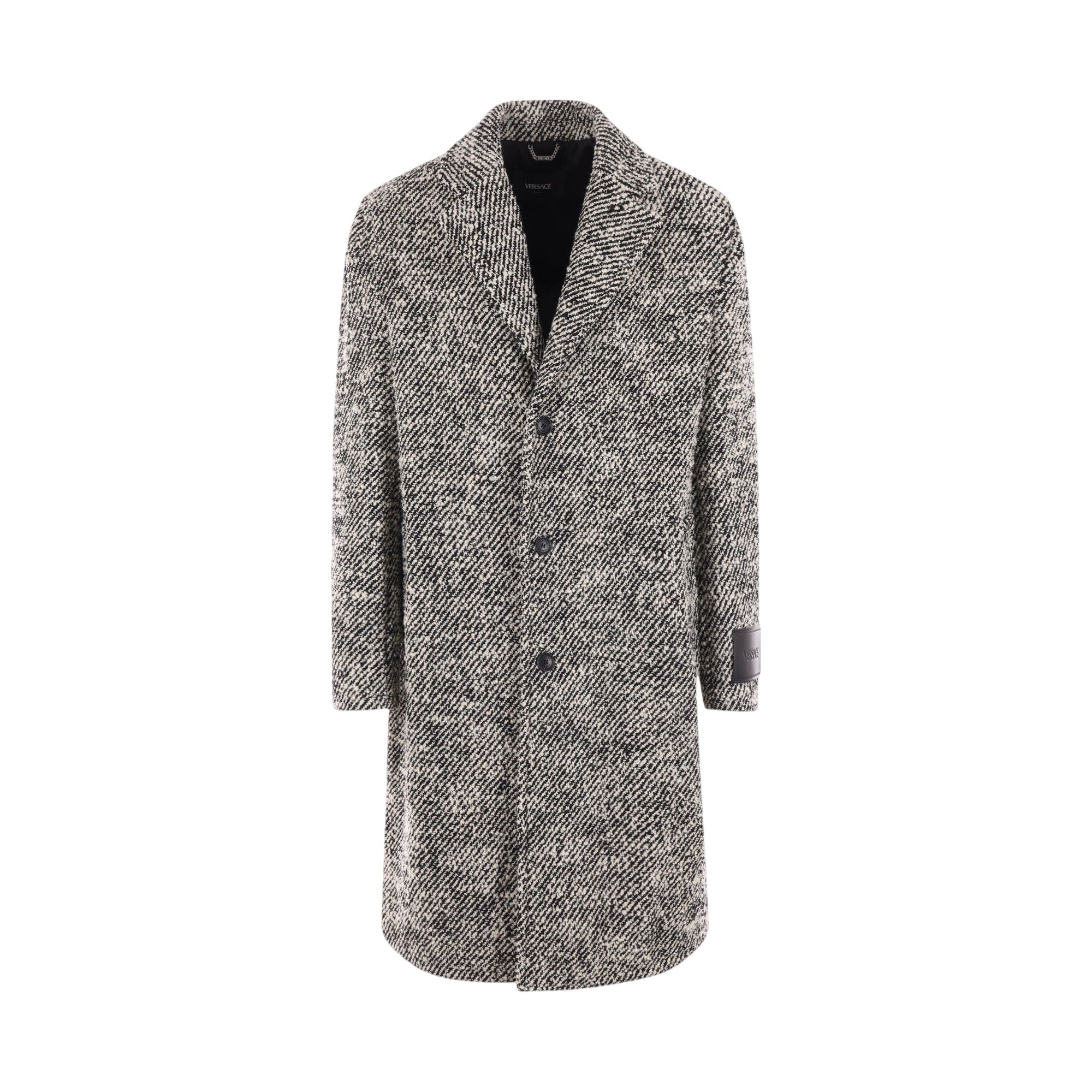 Bouclé Wool Blend Coat-VERSACE-JOHN JULIA