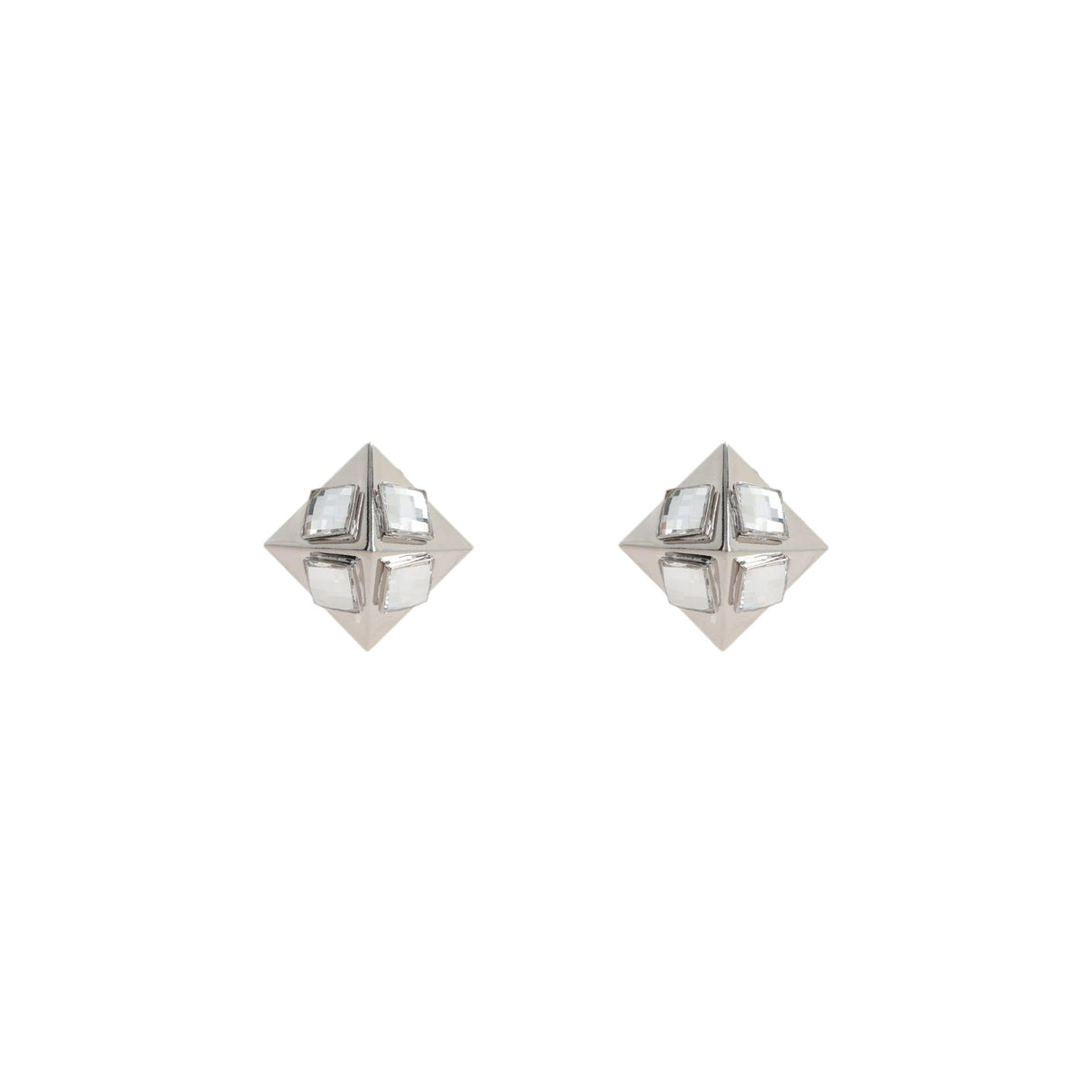 Brass Pyramid Crystal Earrings-ALESSANDRA RICH-JOHN JULIA