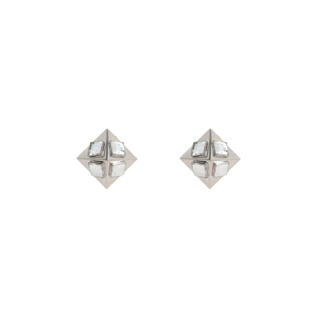 Brass Pyramid Crystal Earrings-ALESSANDRA RICH-JOHN JULIA