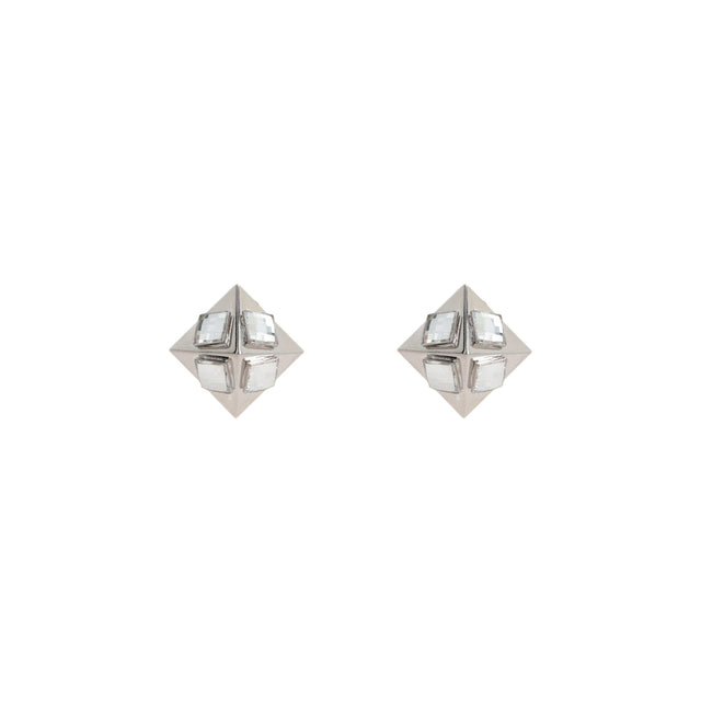 Brass Pyramid Crystal Earrings-ALESSANDRA RICH-JOHN JULIA