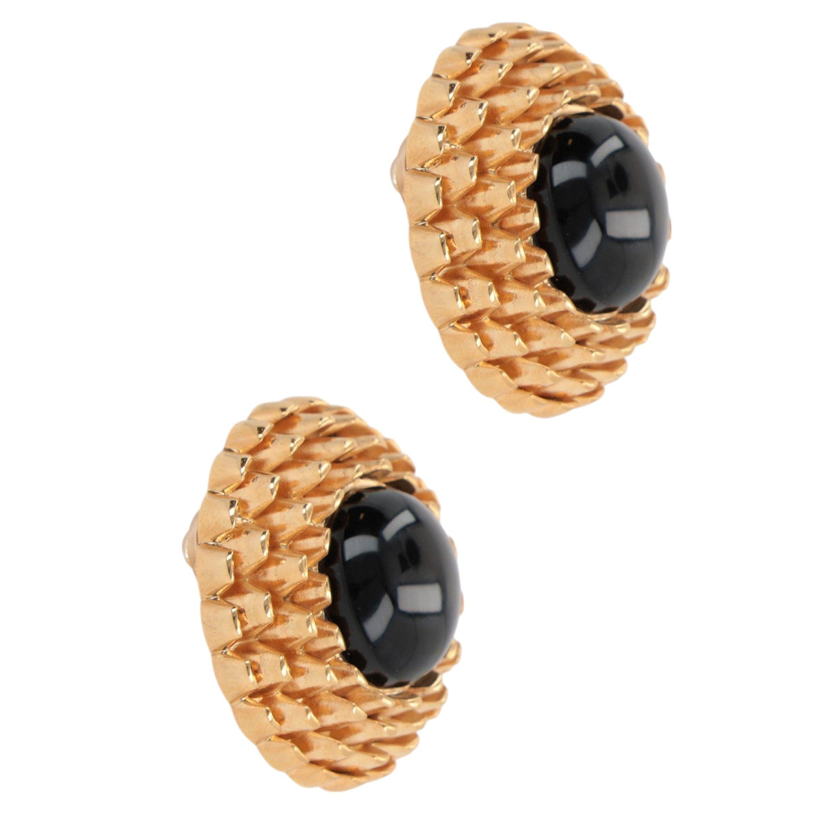 Brass Resin Cabochon Earrings-SAINT LAURENT-JOHN JULIA