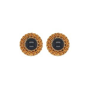 Brass Resin Cabochon Earrings-SAINT LAURENT-JOHN JULIA