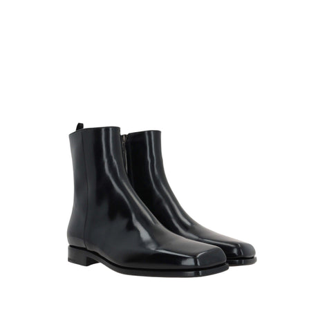 Brushed Leather Ankle Boots-PRADA-JOHN JULIA