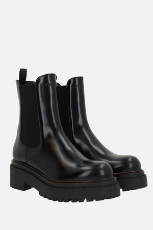 Brushed Leather Chelsea Boots-PRADA-JOHN JULIA