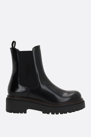 Brushed Leather Chelsea Boots-PRADA-JOHN JULIA