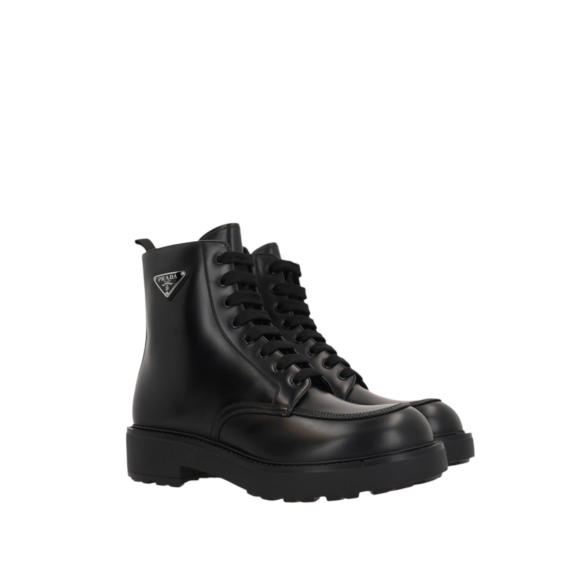 Brushed Leather Combat Boots-PRADA-JOHN JULIA