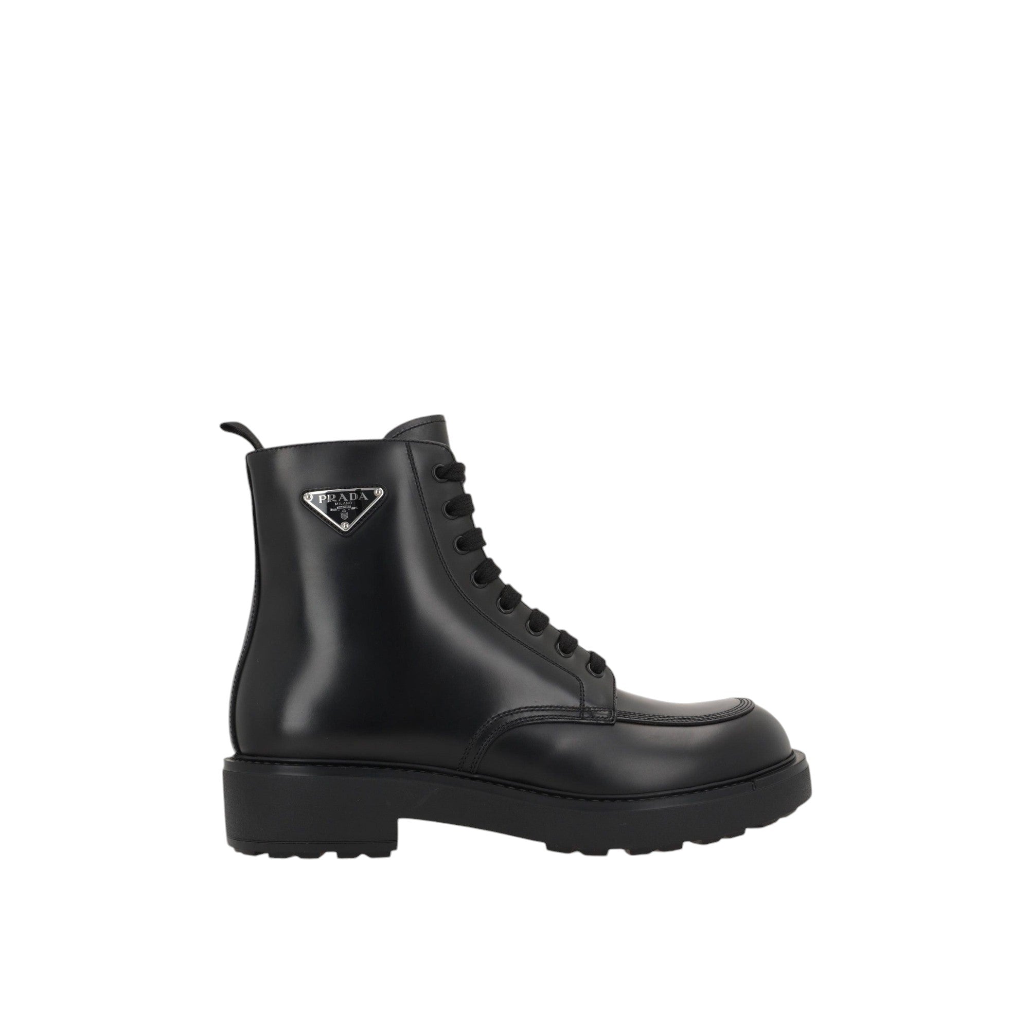 Brushed Leather Combat Boots-PRADA-JOHN JULIA