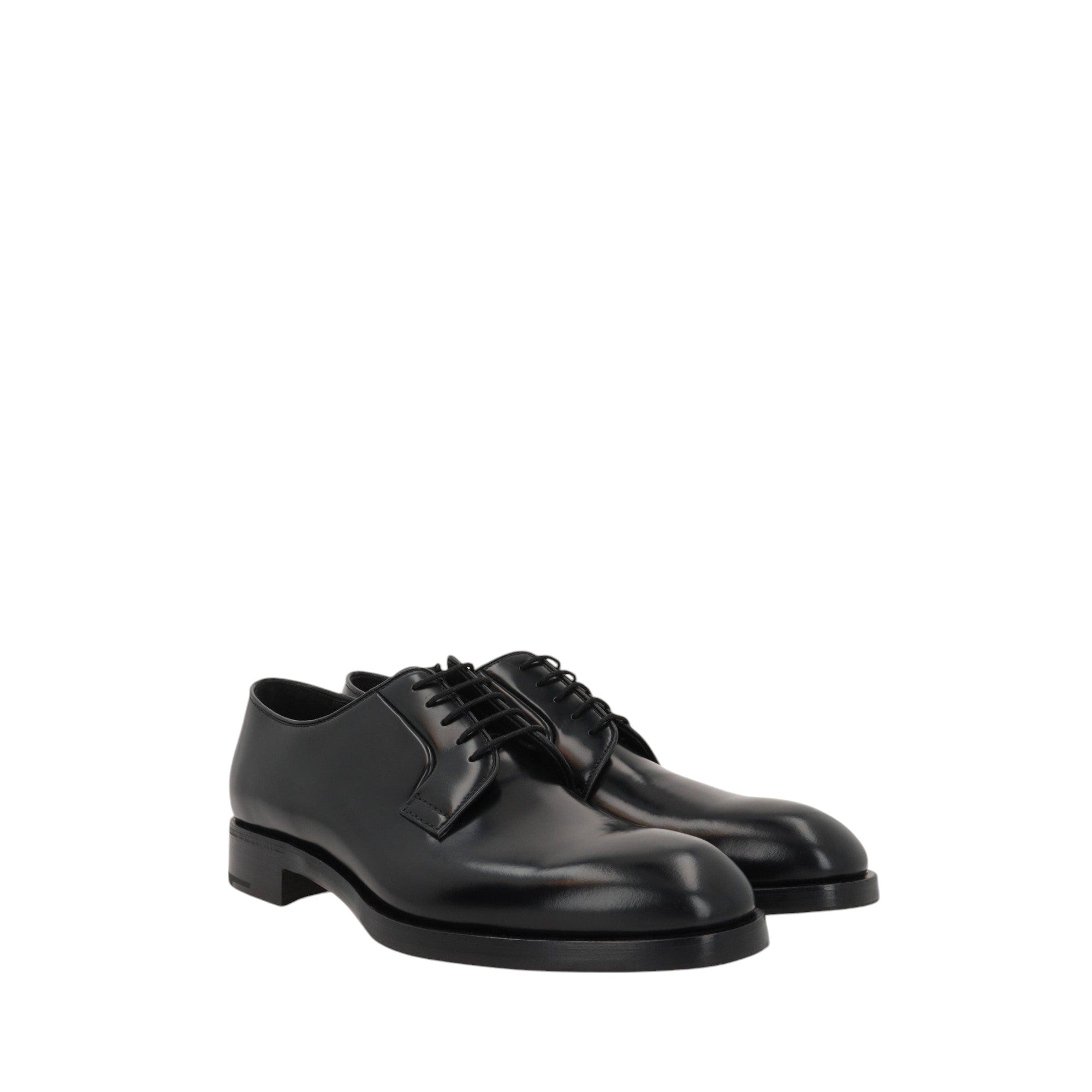 Brushed Leather Derby Shoes-PRADA-JOHN JULIA