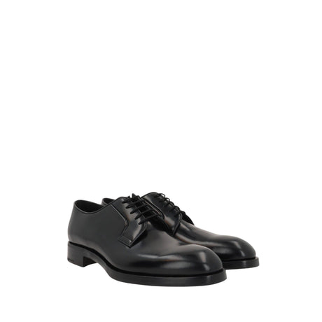 PRADA-Brushed Leather Derby Shoes-JOHN JULIA