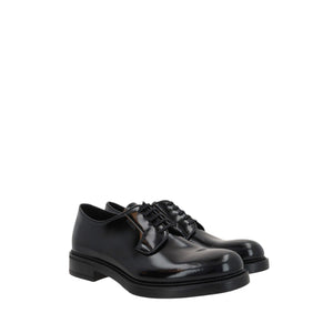 Brushed Leather Derby Shoes-PRADA-JOHN JULIA