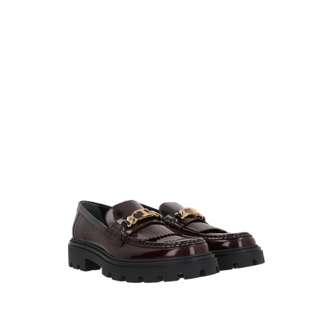 Brushed Leather Fringed Loafers-TOD'S-JOHN JULIA