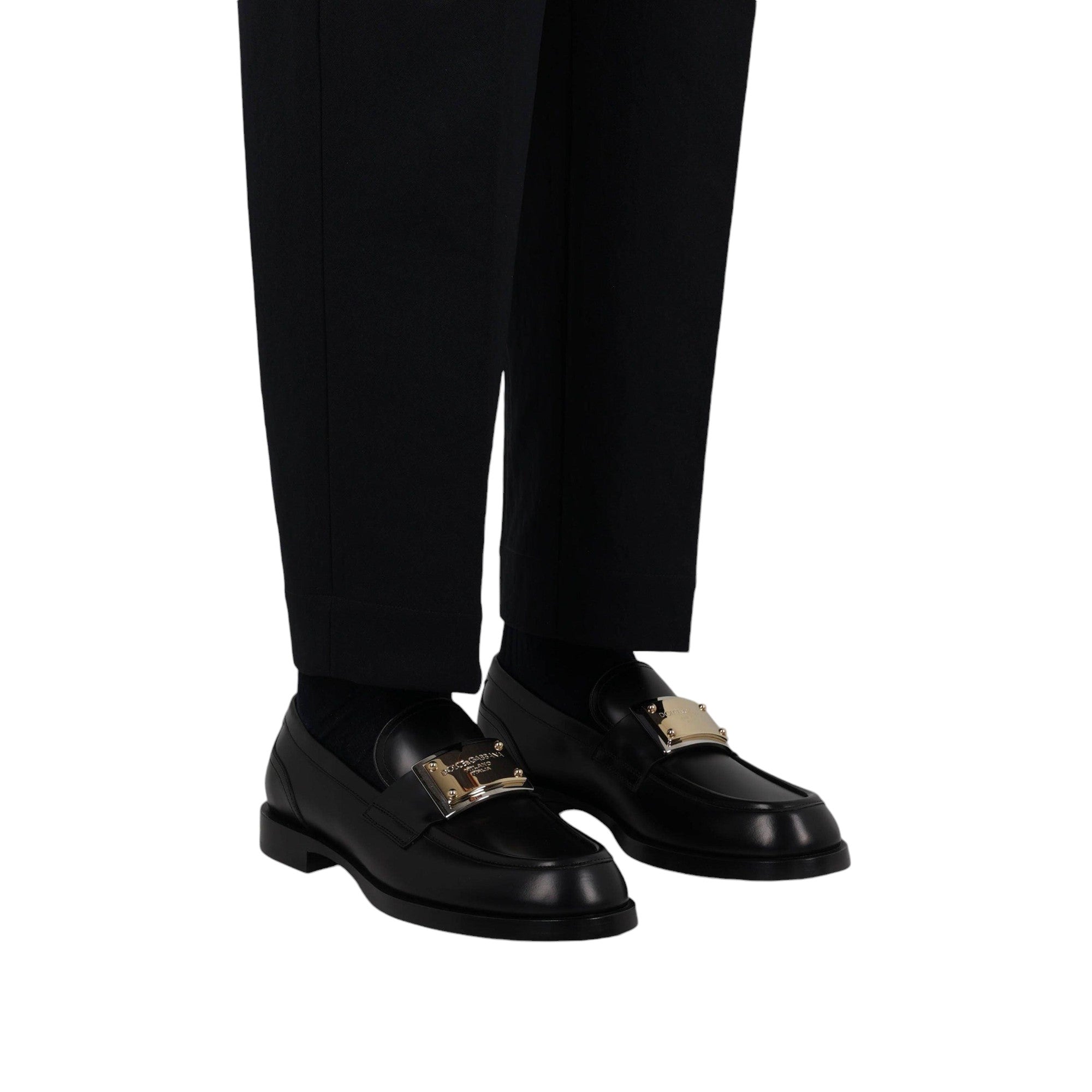 Brushed Leather Loafers-DOLCE & GABBANA-JOHN JULIA