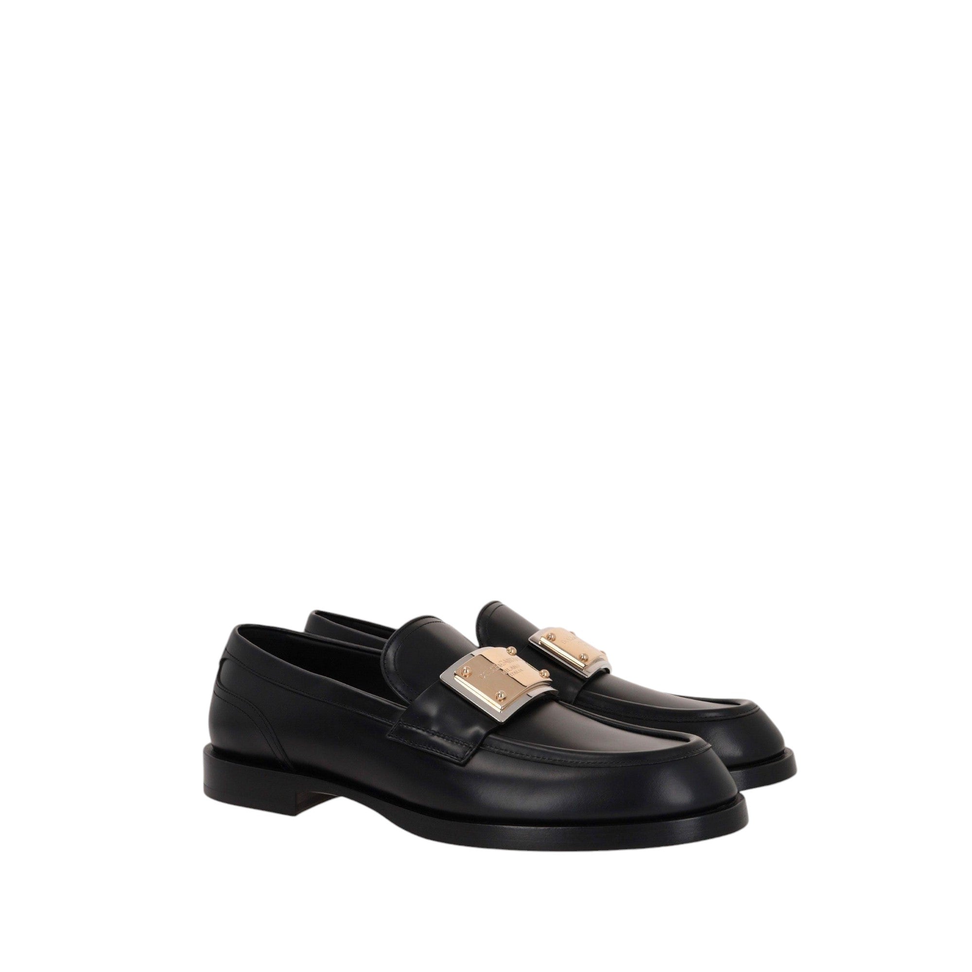 Brushed Leather Loafers-DOLCE & GABBANA-JOHN JULIA