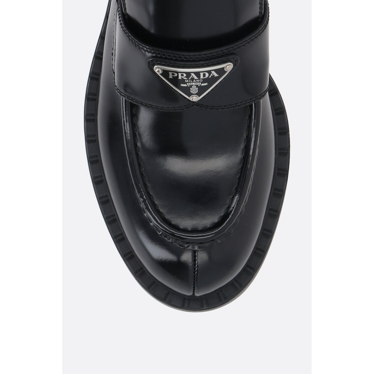 Brushed Leather Loafers-PRADA-JOHN JULIA