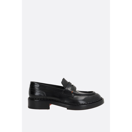 Brushed Leather Penny Loafers-SANTONI-JOHN JULIA