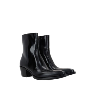 Brushed Leather Western Boots-PRADA-JOHN JULIA