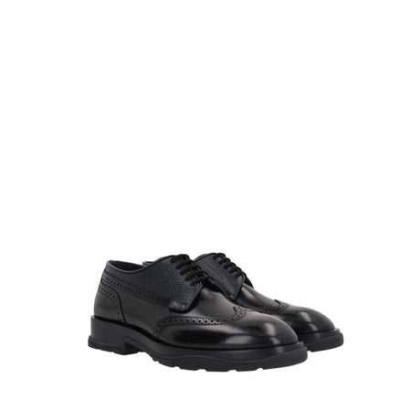 ALEXANDER MCQUEEN-Brushed Textured Leather Derby Shoes-JOHN JULIA