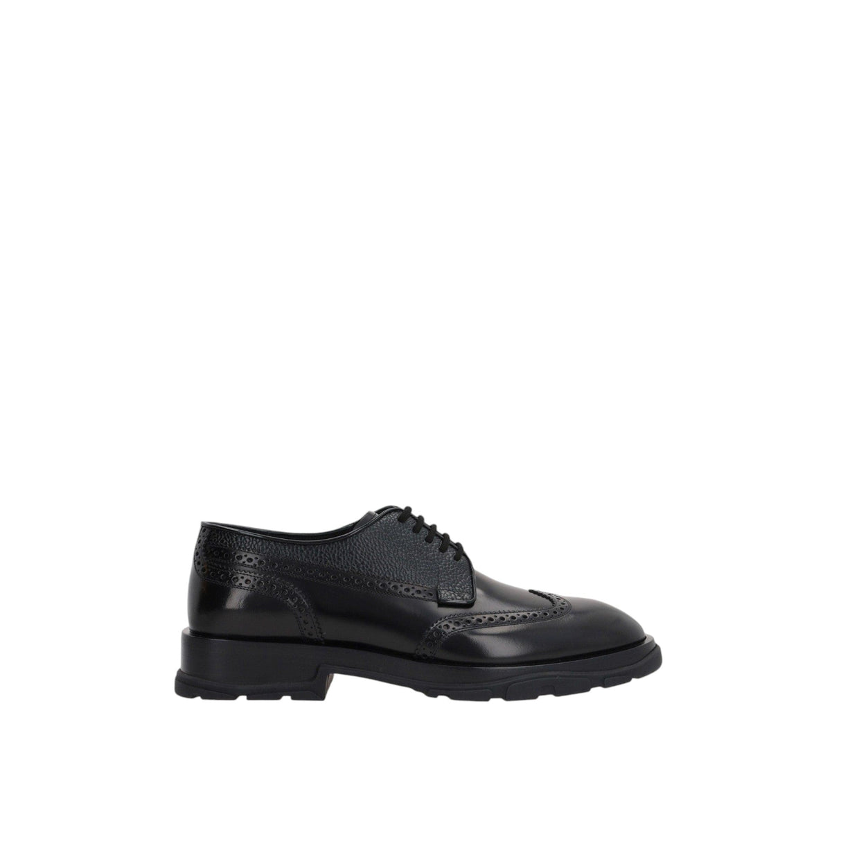 Brushed Textured Leather Derby Shoes-ALEXANDER MCQUEEN-JOHN JULIA