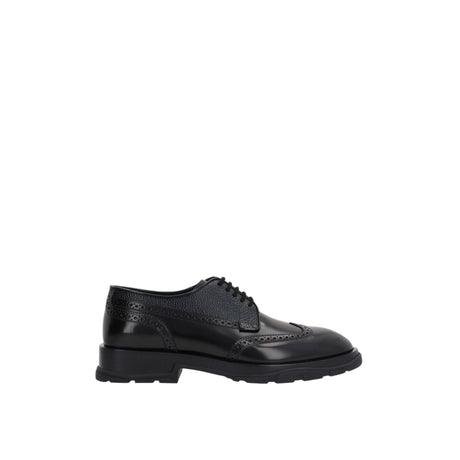 ALEXANDER MCQUEEN-Brushed Textured Leather Derby Shoes-JOHN JULIA