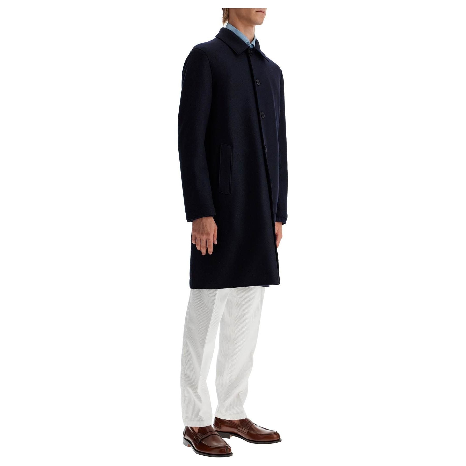 Single-breasted Pressed Wool Coat