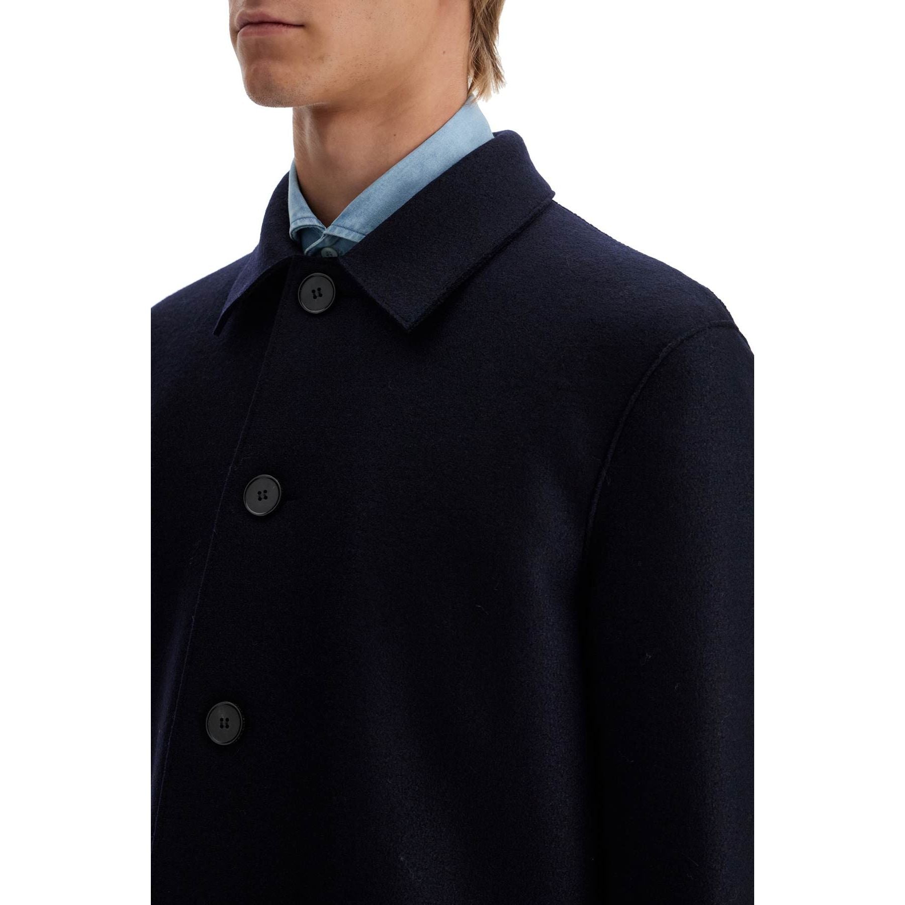 Single-breasted Pressed Wool Coat