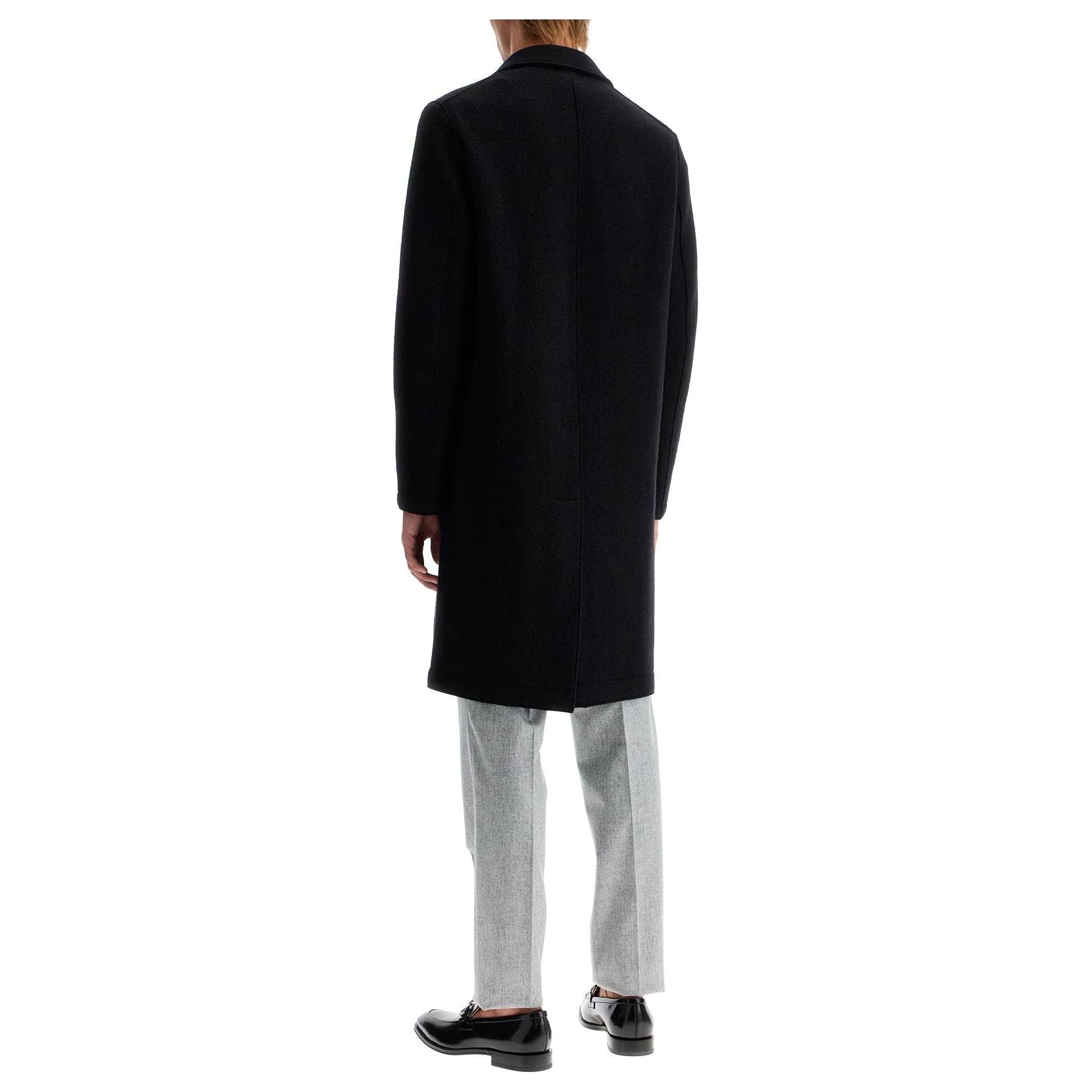 Single-breasted Wool Coat In Boiled