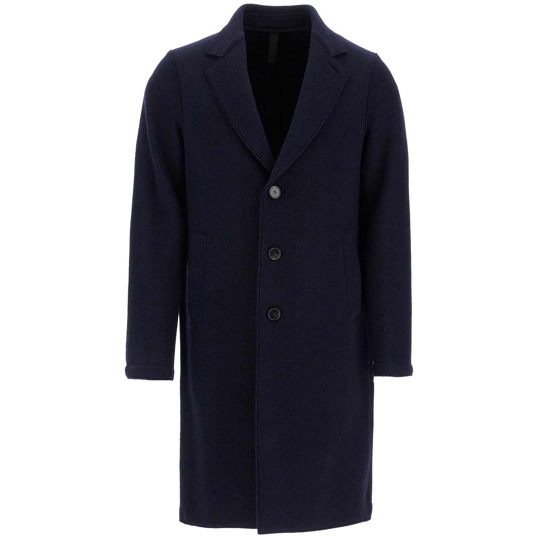 Single-breasted Wool Coat In Boiled