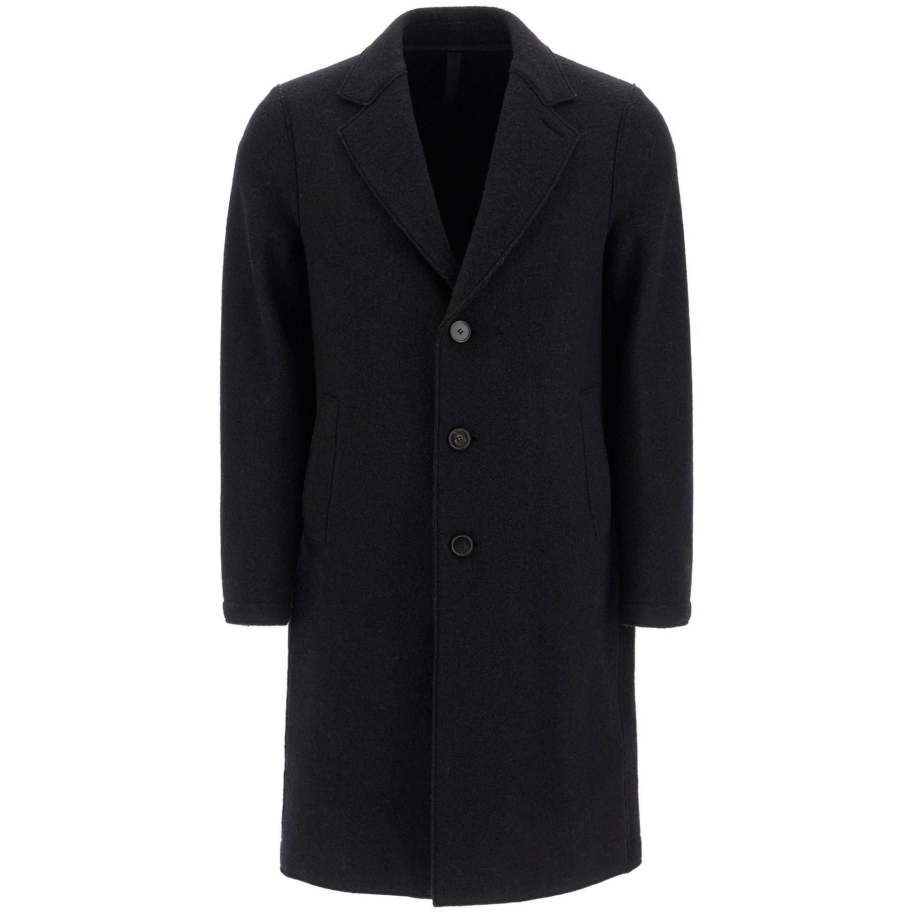 Single-breasted Wool Coat In Boiled