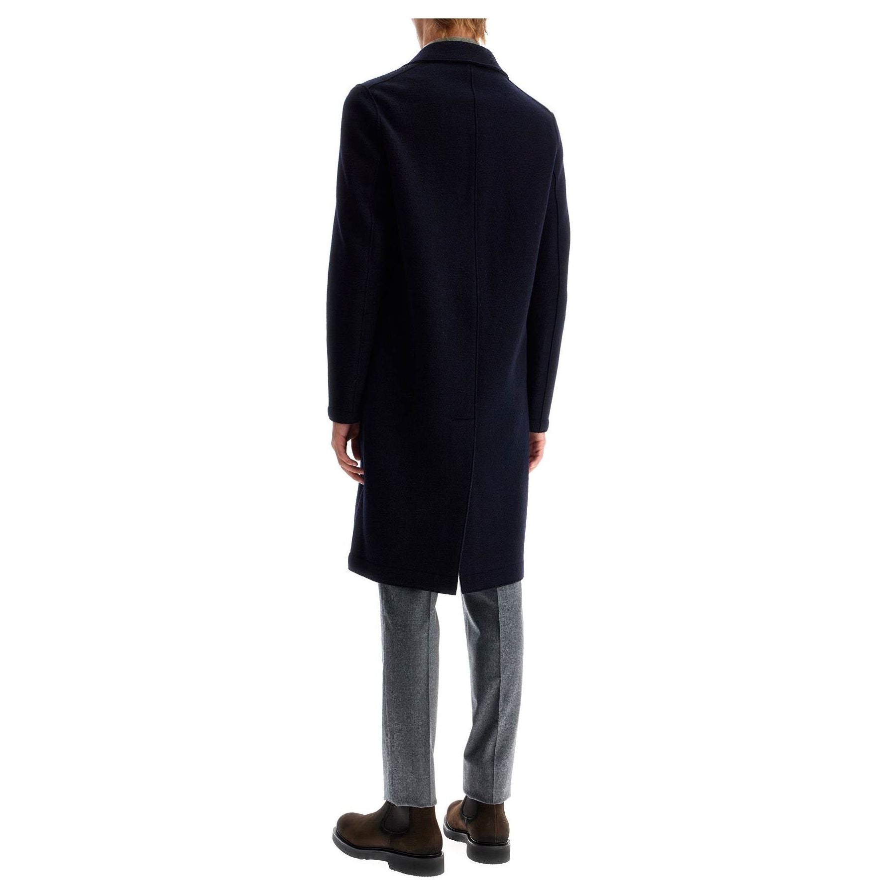 Single-breasted Wool Coat In Boiled