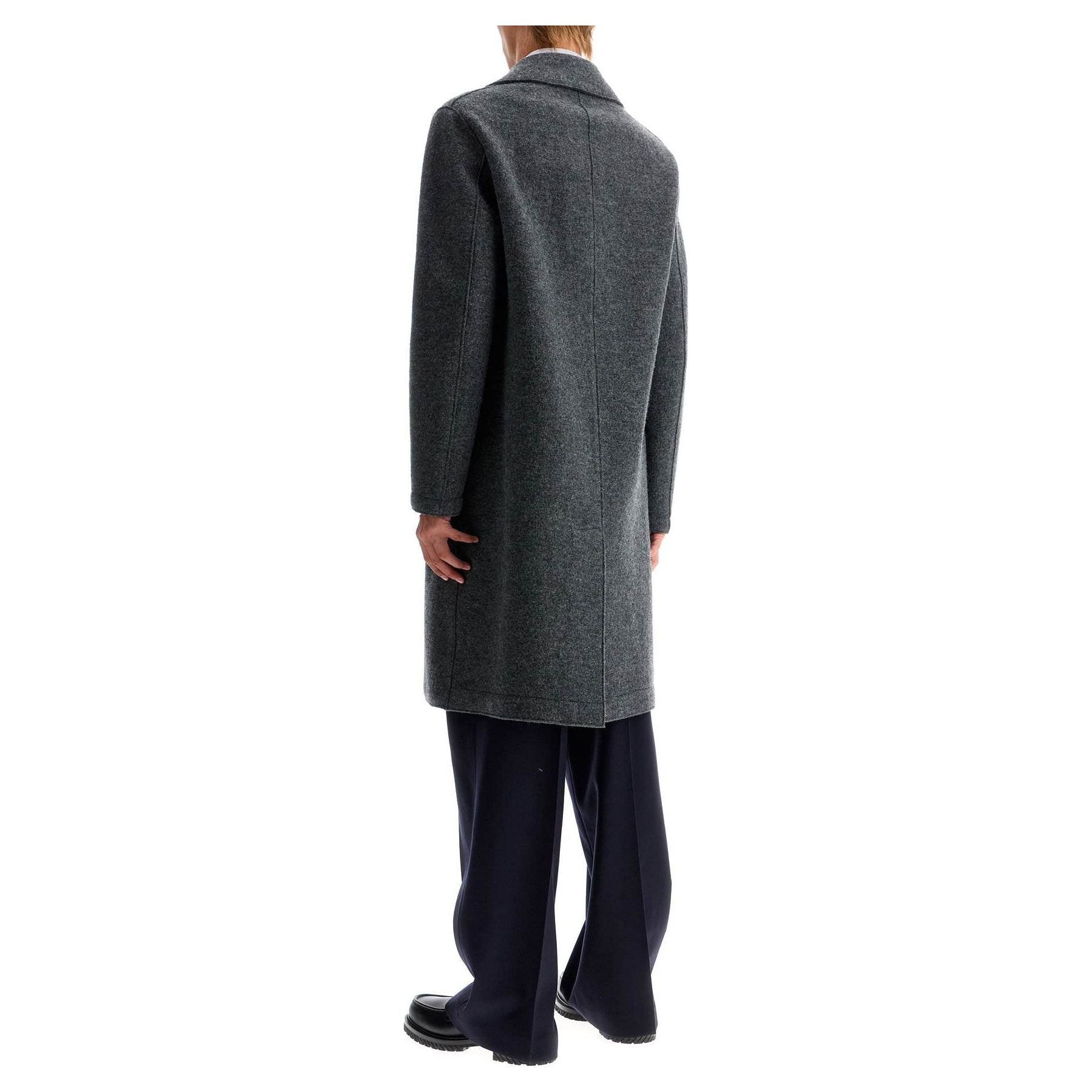 Double-breasted Wool Coat In Boiled